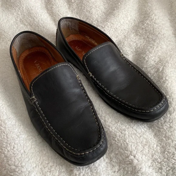 Alfani | Shoes | Alfani Black Leather Loafers Mens Size 3m 